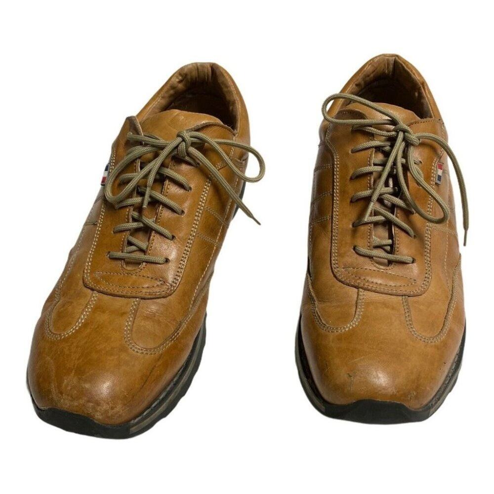 Franco Fortini Leather casual Shoes tan brown lace up made in Italy sz 13 M - Picture 3 of 8